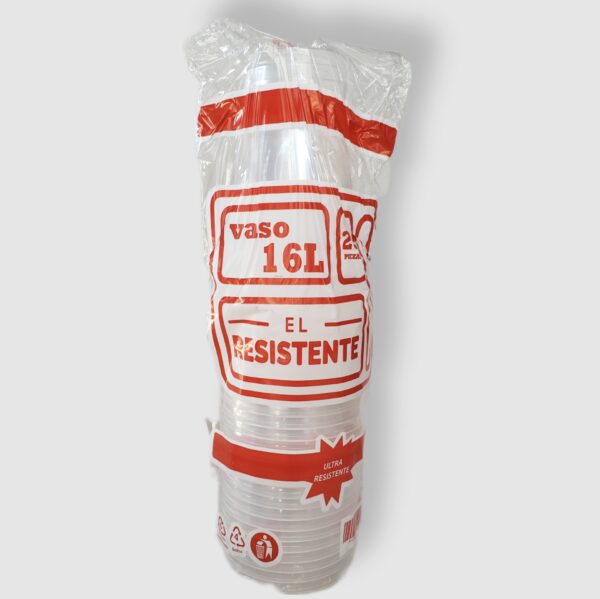 Vaso Plastico No. 16 Liso, VP16L Resistente, 25 pzas