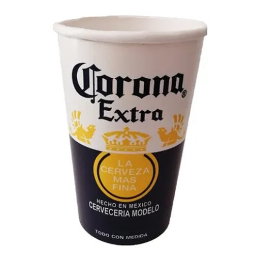 Vaso de Carton Rotulado de Corona P/ Micheladas o Cerveza 16oz, 50 Piezas, Sin Marca, Paquete 50 Pzas