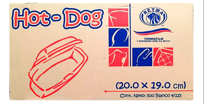 Contenedor Termico Hotdog  Blanco Reyma, 125 Pzas, Reyma, Paquete 125 Pzas