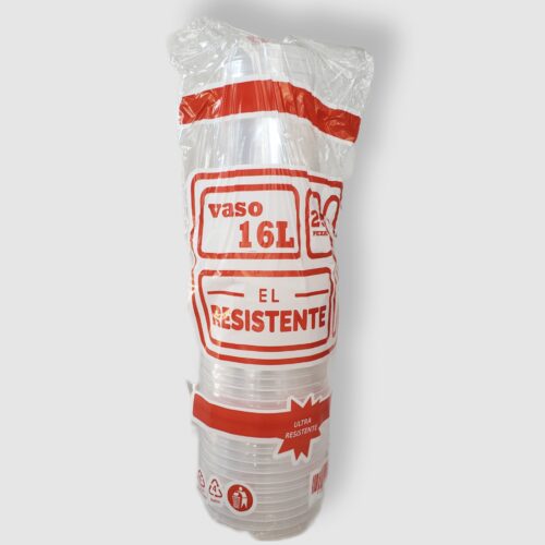 Vaso Plastico No. 16 Liso, VP16L Resistente, 25 pzas, Resistente/Nevado, Paquete 25 Pzas