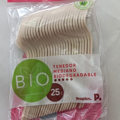 Tenedor Mediano Biodegradable, Classy, Paquete 25 Pzas