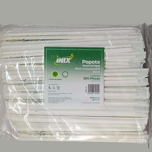 Popote Recto de Papel, PP6-26, Inix, Paquete 300 Pzas