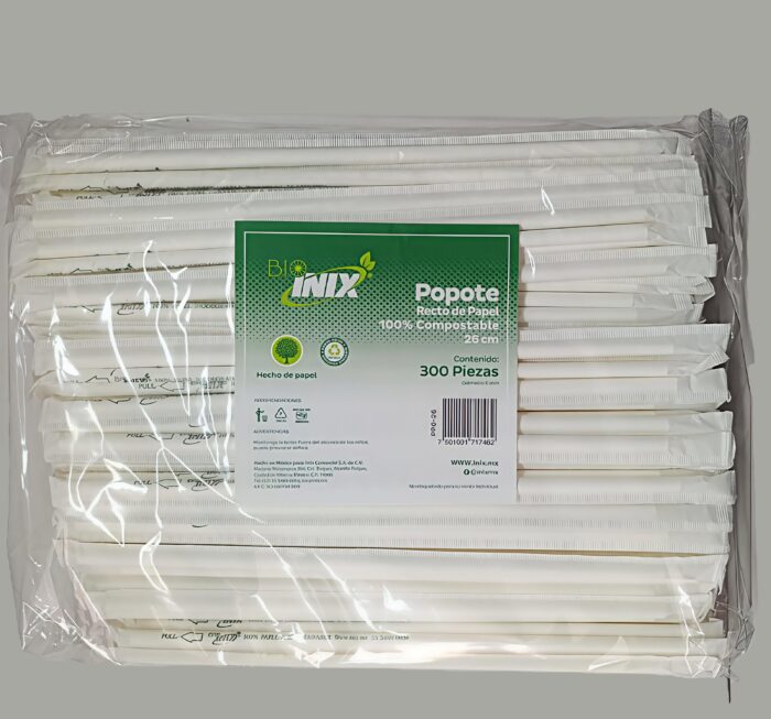 Popote Recto de Papel, PP6-26, Inix, Paquete 300 Pzas
